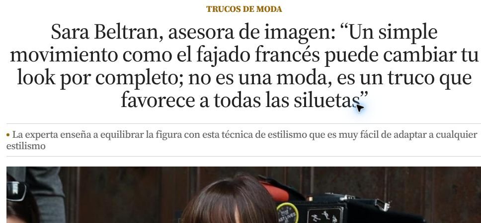Captura de artículo de prensa sobre Sara Beltrán