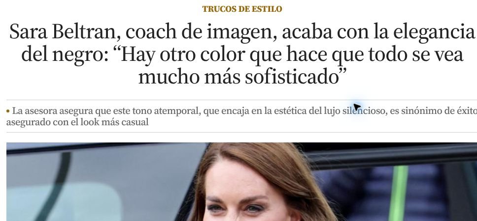 Captura de artículo de prensa sobre Sara Beltrán