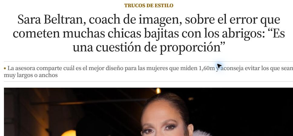 Captura de artículo de prensa sobre Sara Beltrán