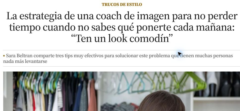 Captura de artículo de prensa sobre Sara Beltrán