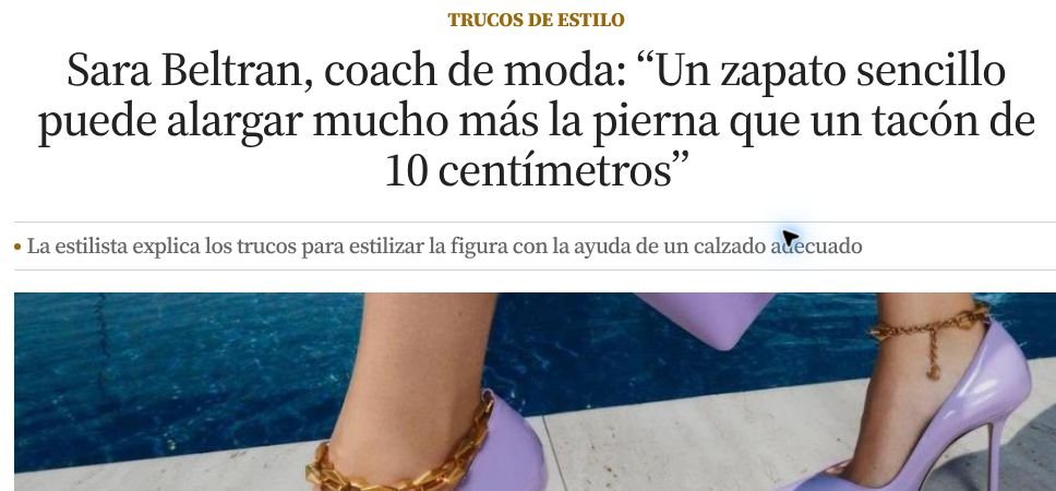 Captura de artículo de prensa sobre Sara Beltrán