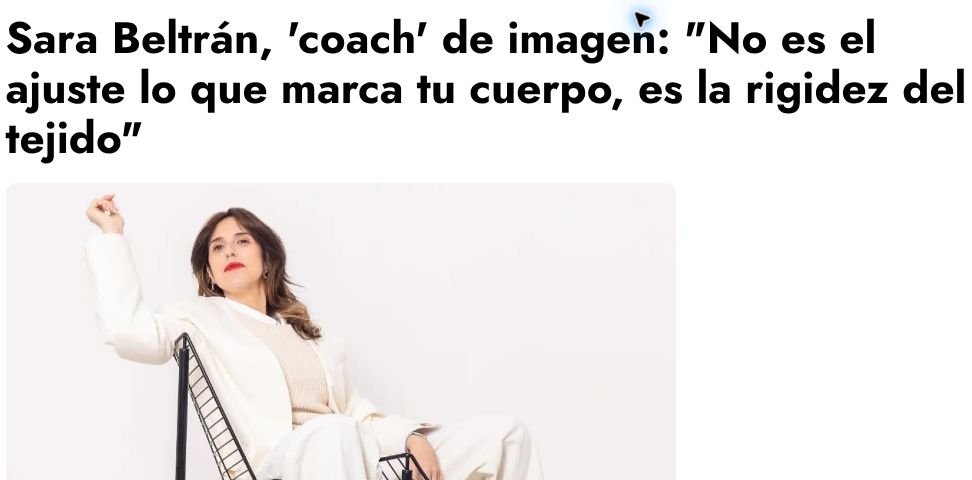 Captura de artículo de prensa sobre Sara Beltrán